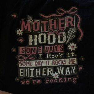 Gildan Black Tee with Pink & White 'Motherhood' Graphic